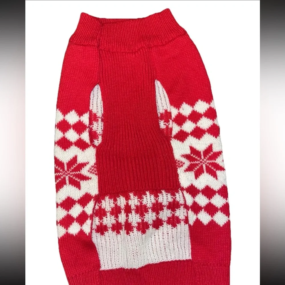 Dog Sweater Snowflake print Red XL